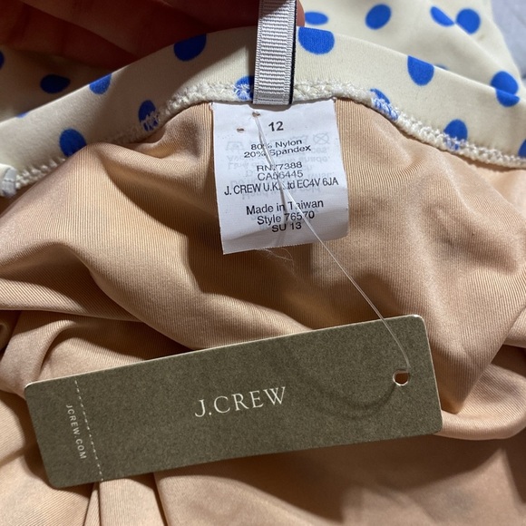 NWT J Crew Underwire Polka Dot Cream & Blue One Piece Bathing Suit Size 12 - Picture 11 of 13
